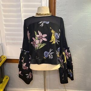 Gracia Black Floral Mesh Blouse